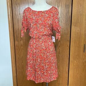O'Neill Orange Floral Mini Dress Size L NWT